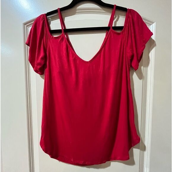 ANTHROPOLOGIE ELLA MOSS Red Knit Top Women’s Size Medium - Picture 1 of 5